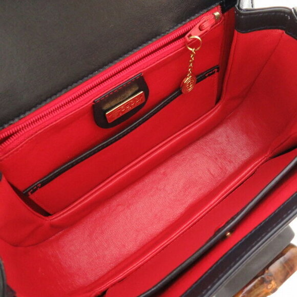 Gucci Bamboo Leather Navy Blue Handbag - Picture 5 of 8